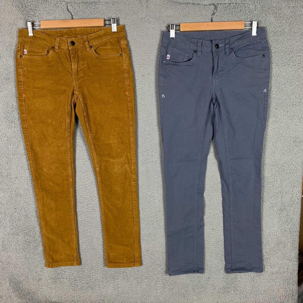 Stio Mustard Yellow Corduroy Pants & Slate Blue Stretch Pants